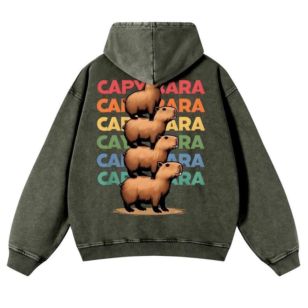 Capybara Jenga Vintage Washed Hoodie-moweekender