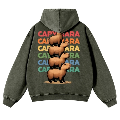 Capybara Jenga Vintage Washed Hoodie-moweekender