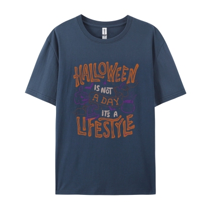 Halloween is life Cotton Short-Sleeved T-Shirt-moweekender