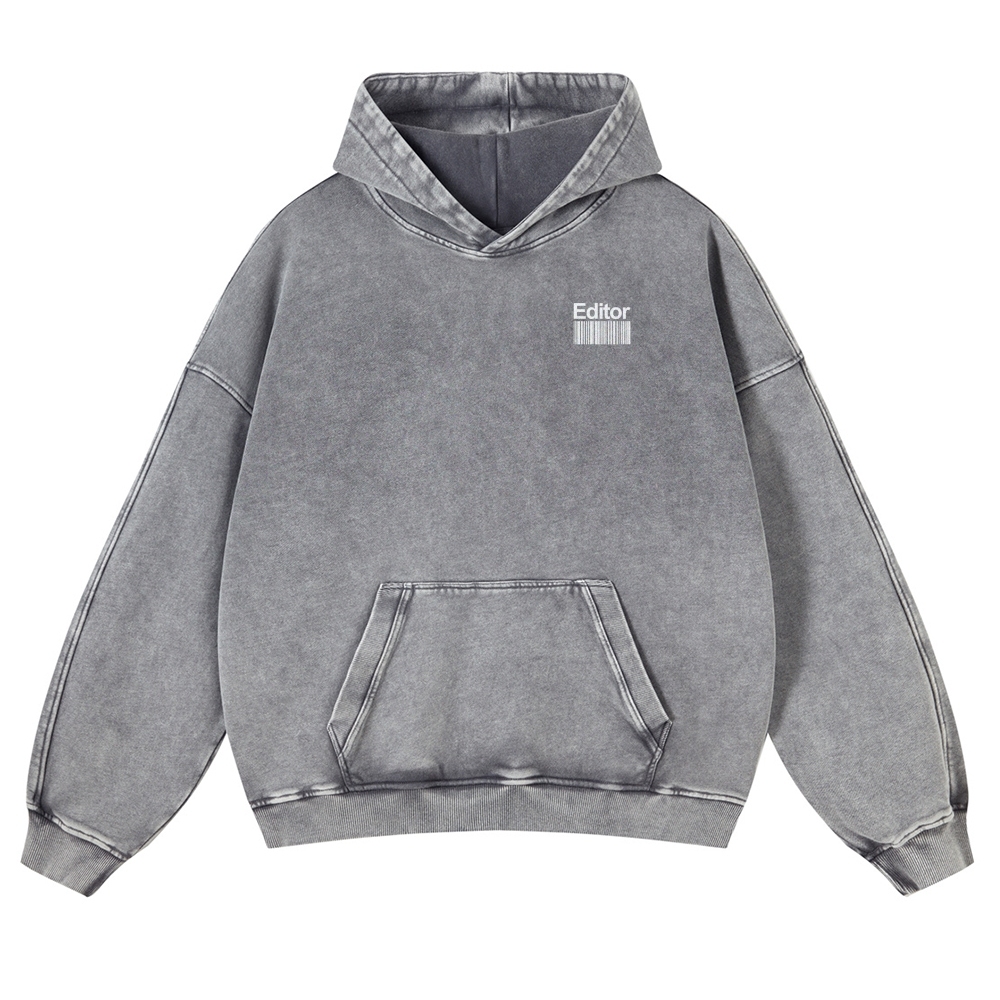 Editor Printed Vintage Washed Hoodie-moweekender