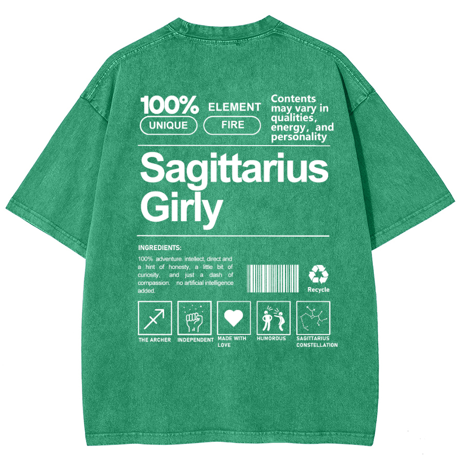 Sagittarius Girly Unisex Fit Washed Oversized T-Shirt-moweekender