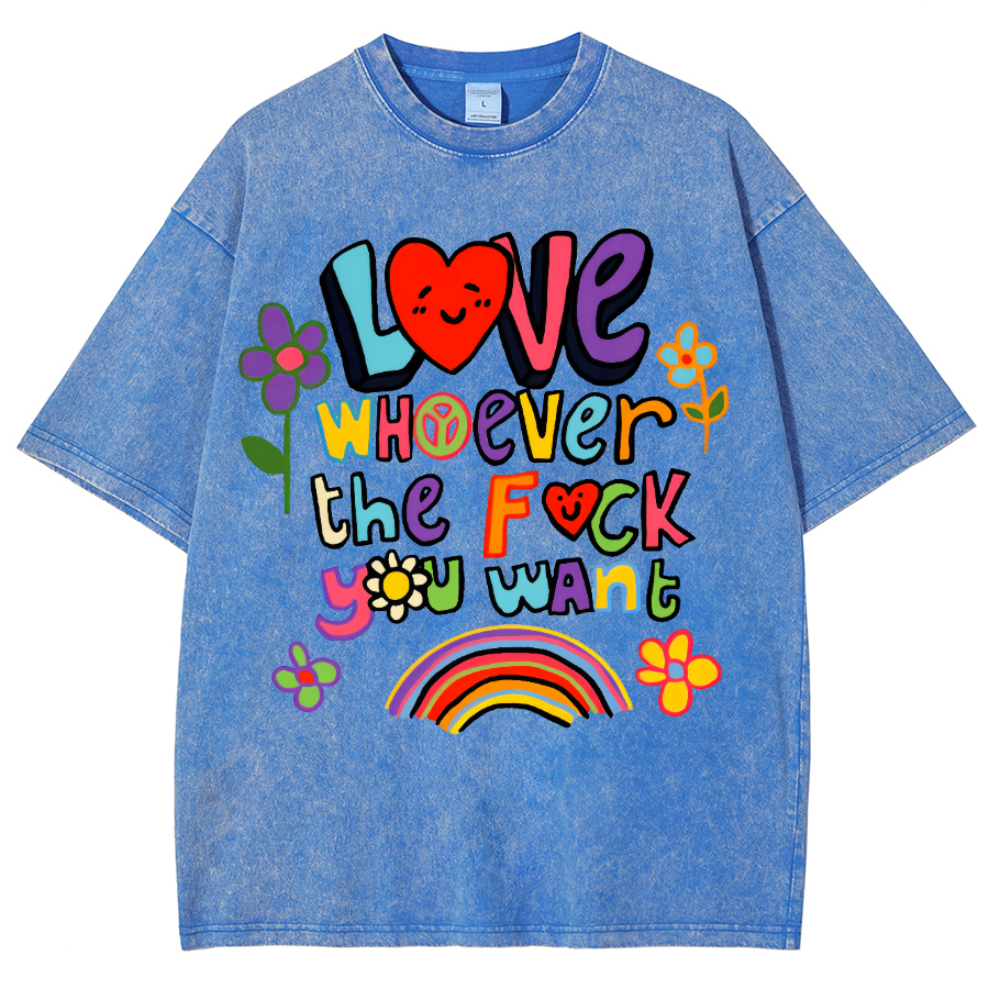 Love Whatever What Unisex Fit Washed Oversized T-Shirt-moweekender