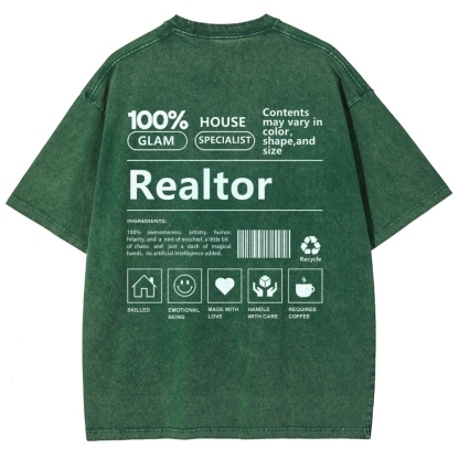 Realtor Vintage Snowflake Washed T-Shirt-moweekender