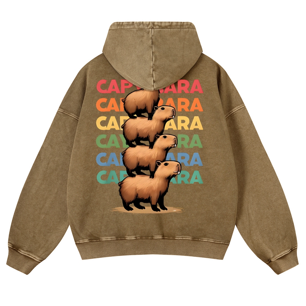 Capybara Jenga Vintage Washed Hoodie-moweekender