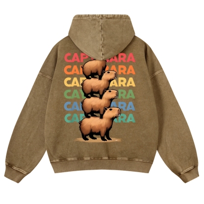 Capybara Jenga Vintage Washed Hoodie-moweekender