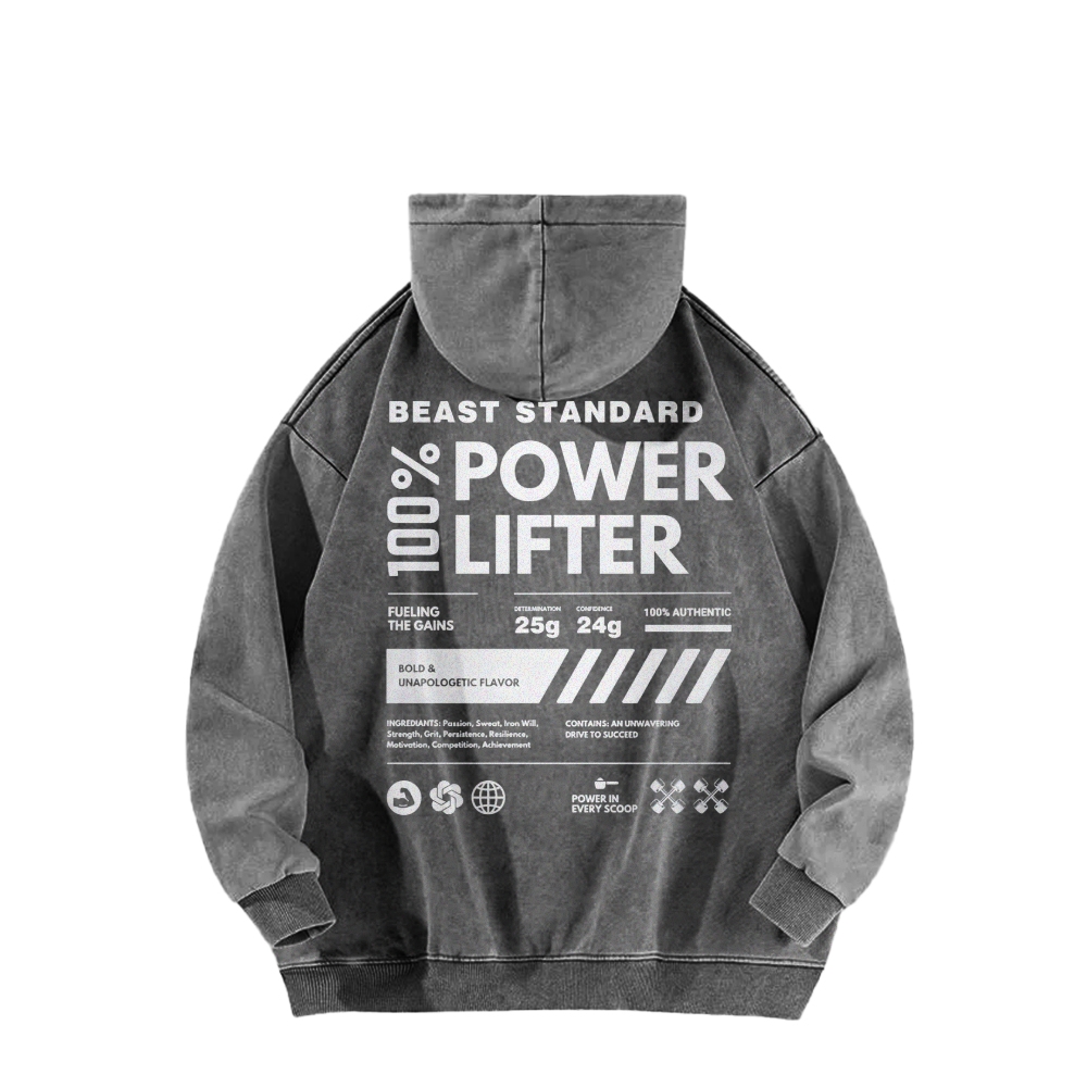 Power Lifter Casual Washed Hoodie-moweekender