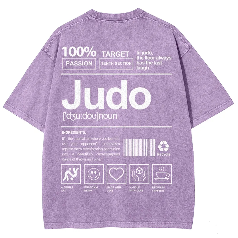 Judo Pattern Washed Vintage Short Sleeves T-Shirt-moweekender
