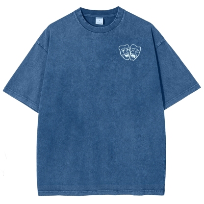 Comedian Pattern Washed Vintage Short Sleeves T-Shirt-moweekender