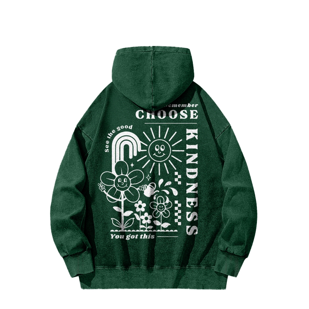 Choose Kindness Casual Washed Hoodie-moweekender