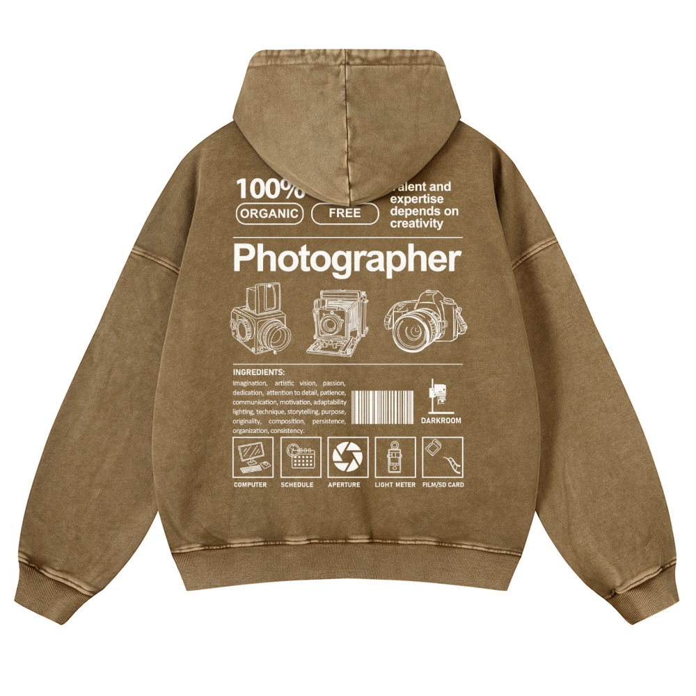 Photographer Casual Washed Hoodie
