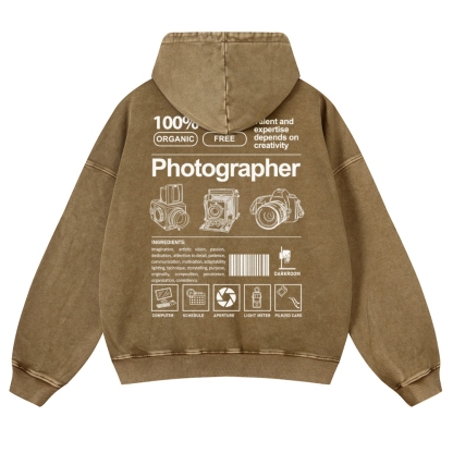 Photographer Casual Washed Hoodie