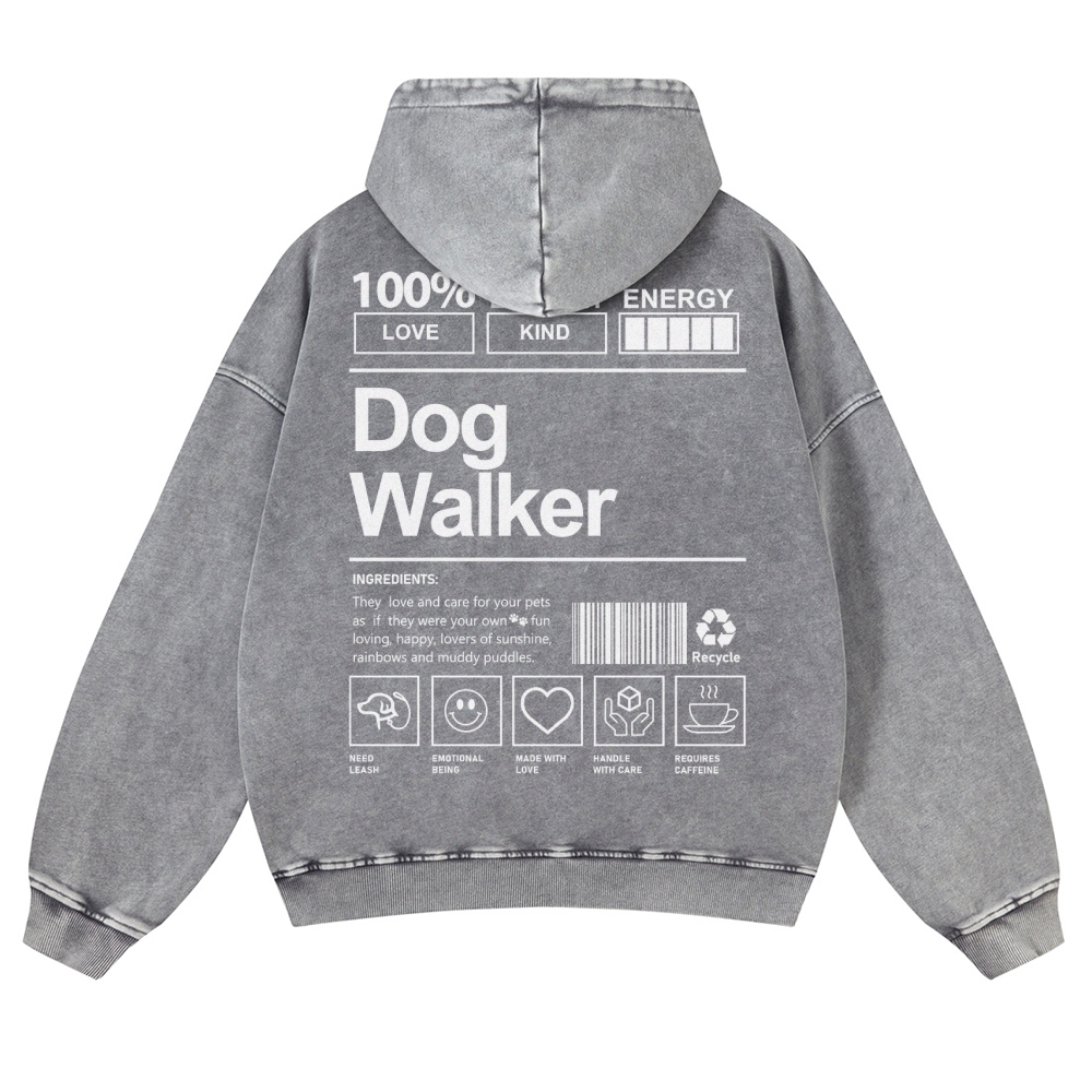 Dog Walker Printed Vintage Washed Hoodie-moweekender