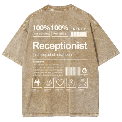 Receptionist Unisex Fit Washed T-Shirt-moweekender