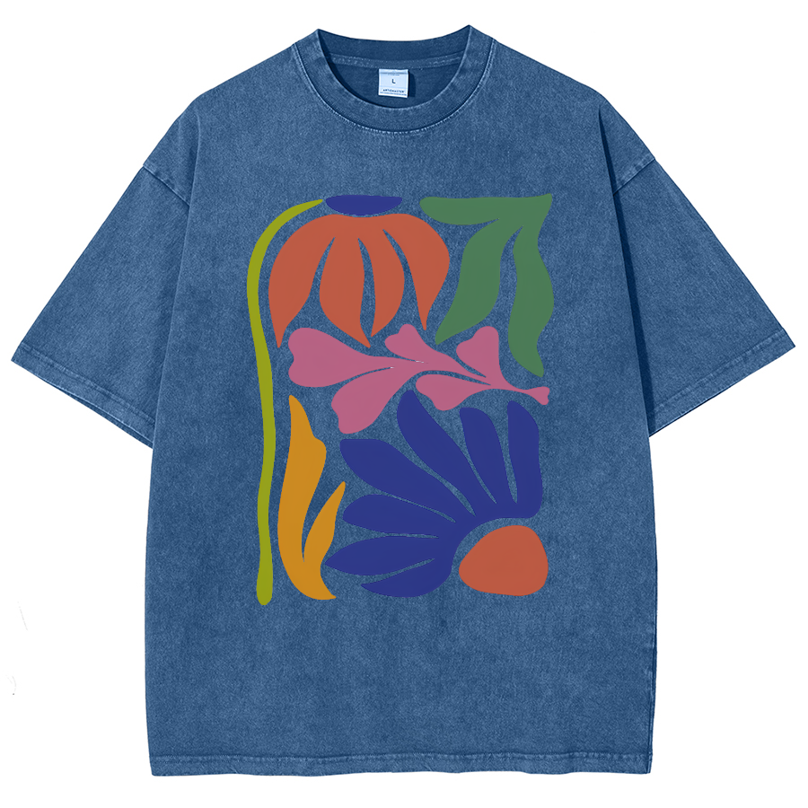 Wildflowers Matisse Art Washed Oversized T-Shirt-moweekender