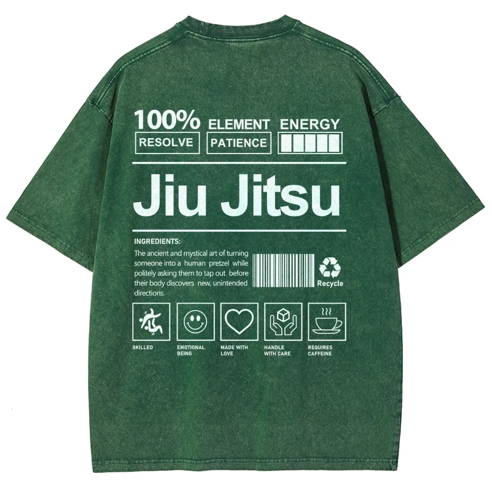 Jiu Jitsu Pattern Washed Vintage Short Sleeves T-Shirt-moweekender