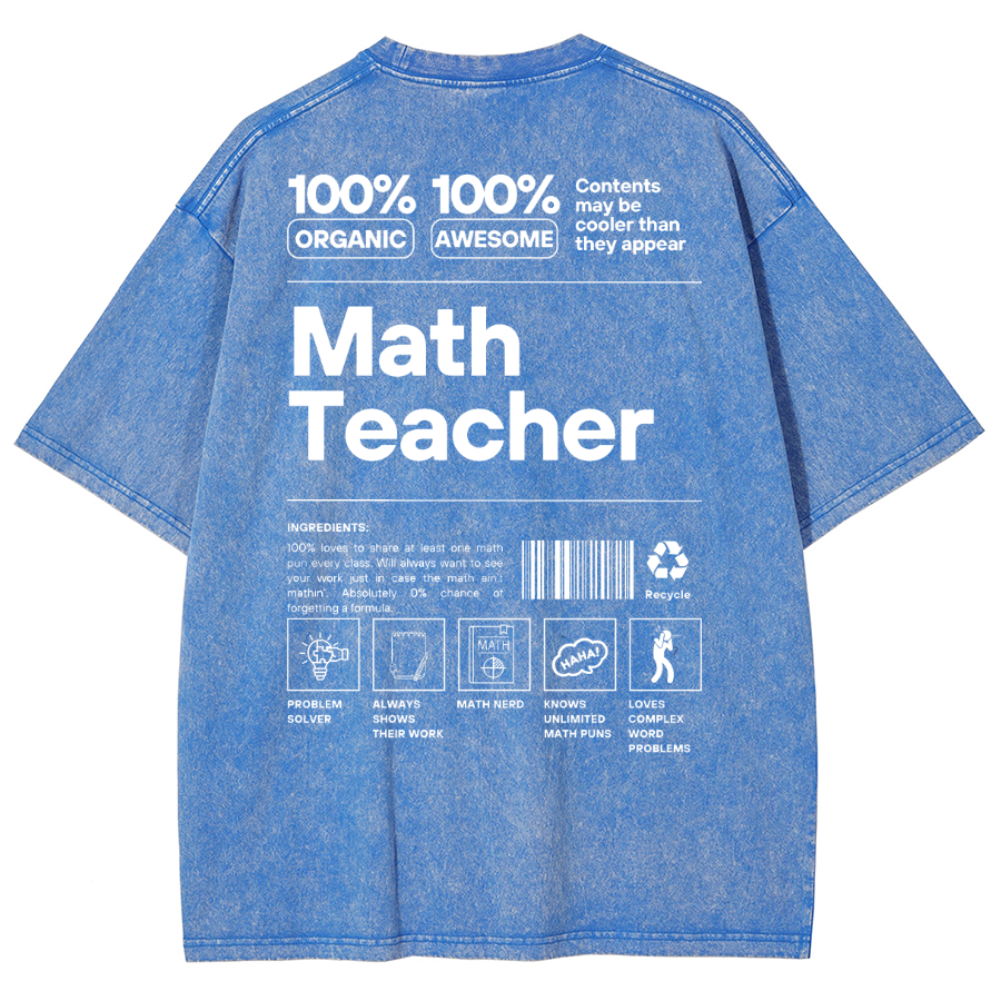Math Teacher Unisex Fit Washed Oversized T-Shirt-moweekender