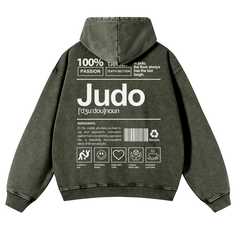 Judo Printed Vintage Washed Hoodie-moweekender