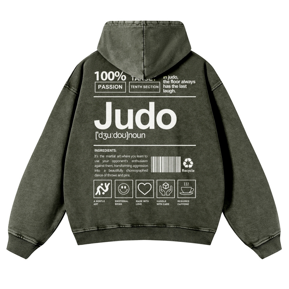 Judo Printed Vintage Washed Hoodie-moweekender