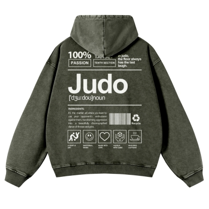 Judo Printed Vintage Washed Hoodie-moweekender
