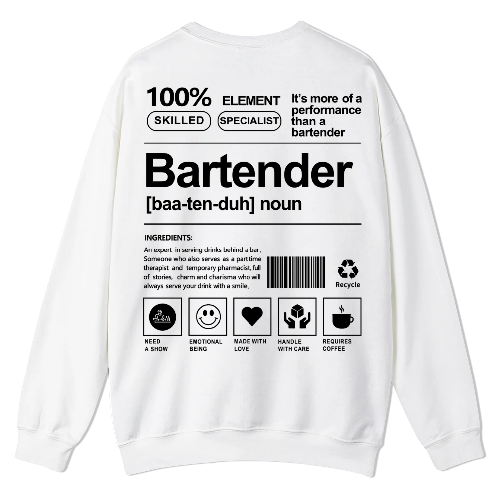 Bartender Printed Crew Neck Sweatshirt-moweekender