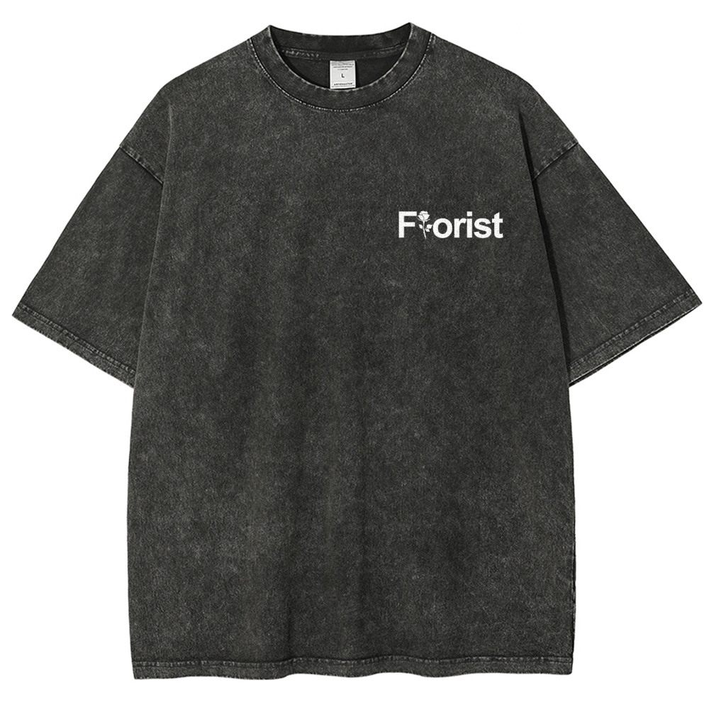 Florist Pattern Washed Vintage Short Sleeves T-Shirt-moweekender