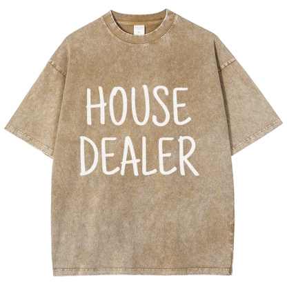 house dealer Unisex Fit Washed T-Shirt-moweekender