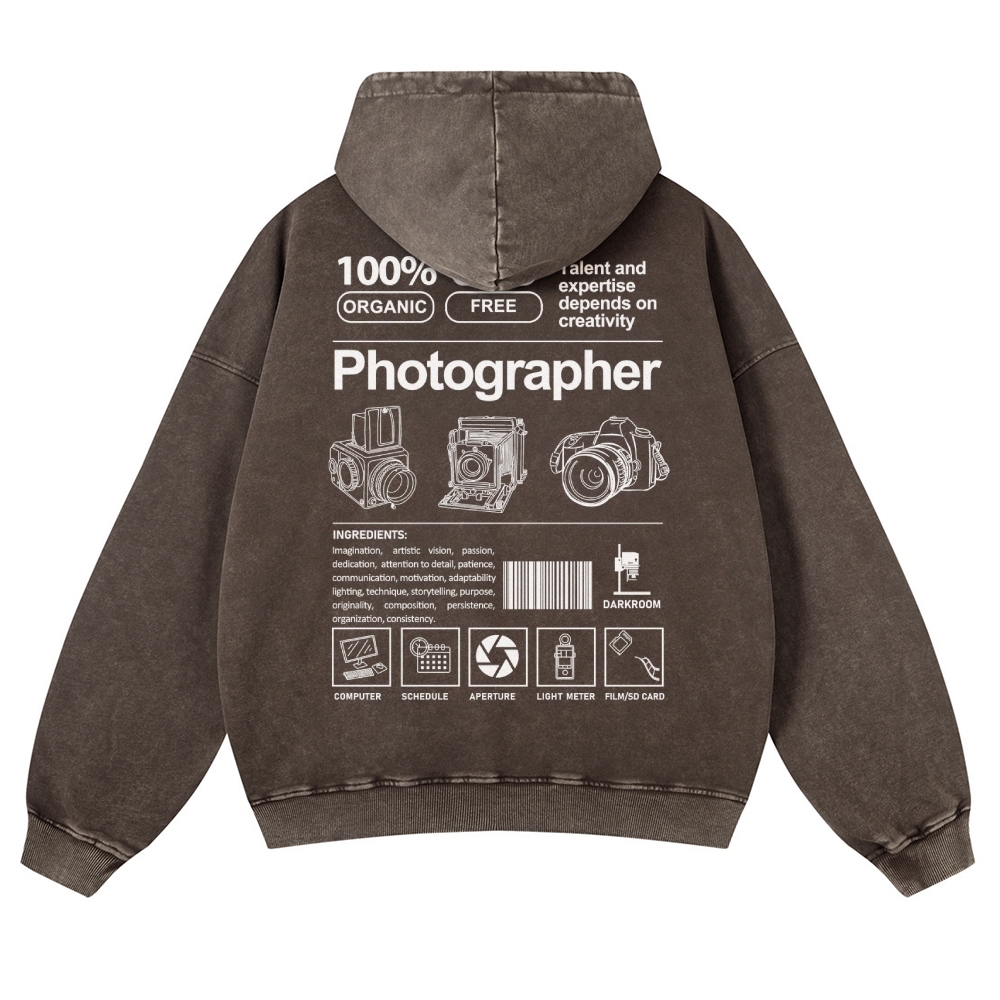 Photographer Casual Washed Hoodie