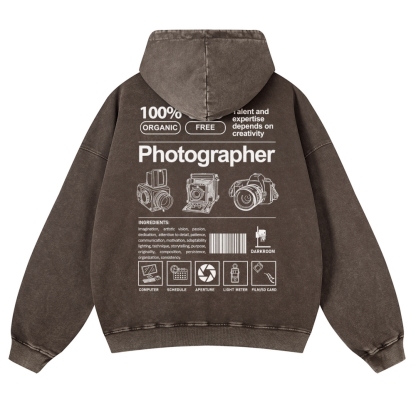 Photographer Casual Washed Hoodie