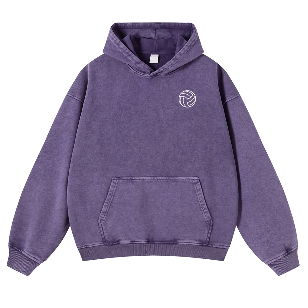Vollyball Player Printed Vintage Washed Hoodie-moweekender