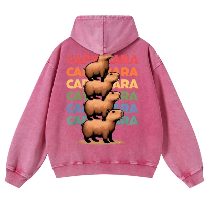 Capybara Jenga Vintage Washed Hoodie-moweekender