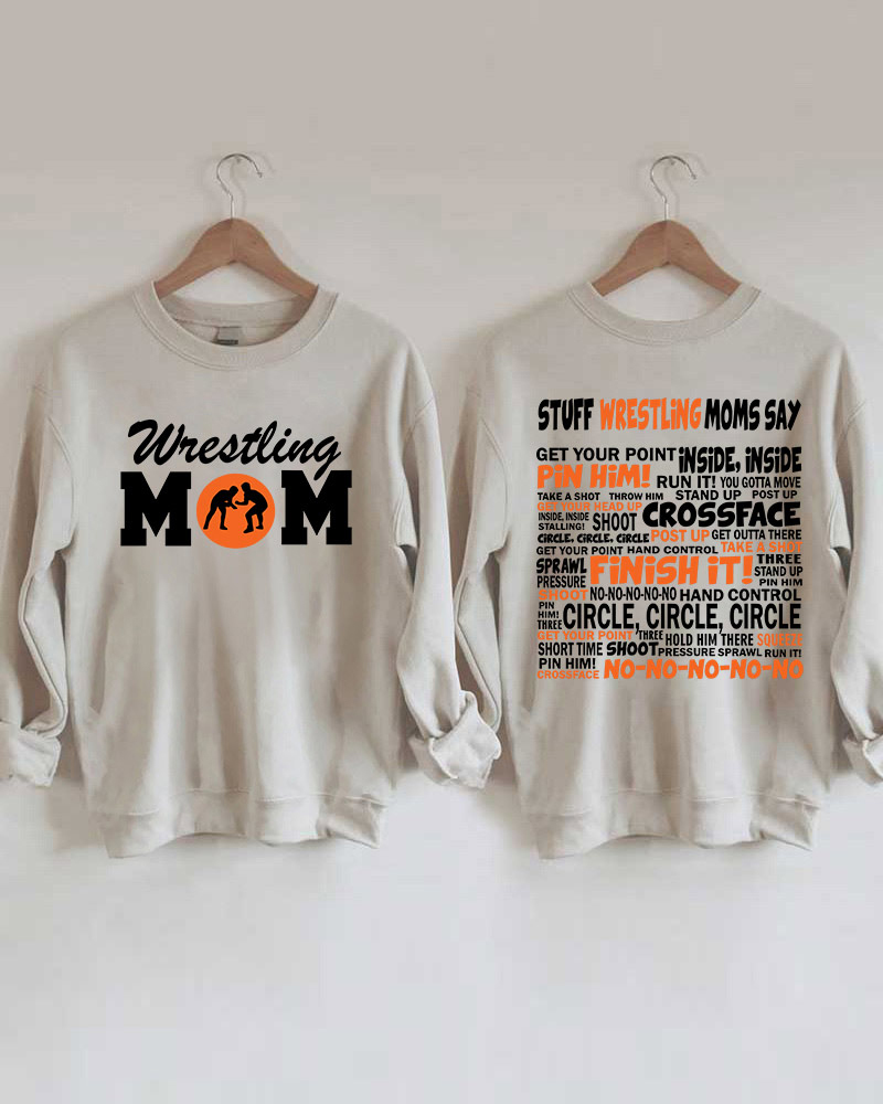 Wrestling Moms Orange Printed Sweatshirt-moweekender