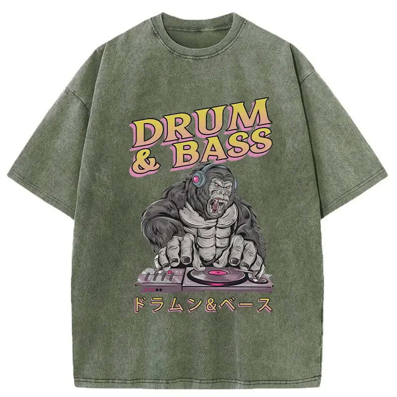 Drum&Bass DJ Gorilla Washed Vintage T-Shirt-moweekender