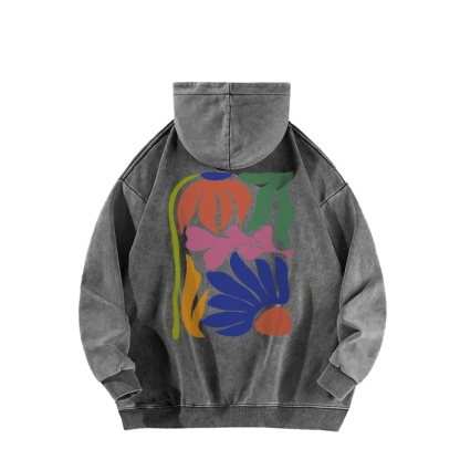 Wildflowers Matisse Art Casual Washed Hoodie-moweekender