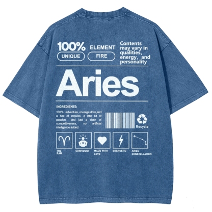 Aries Unisex Fit Washed T-Shirt