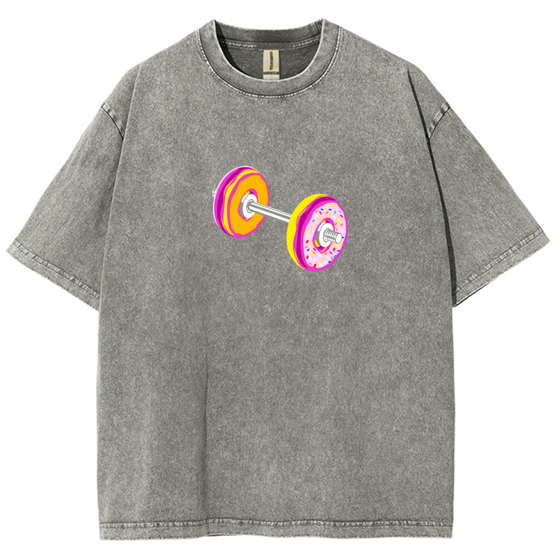 Barbell Donuts Unisex Washed T-Shirt-moweekender