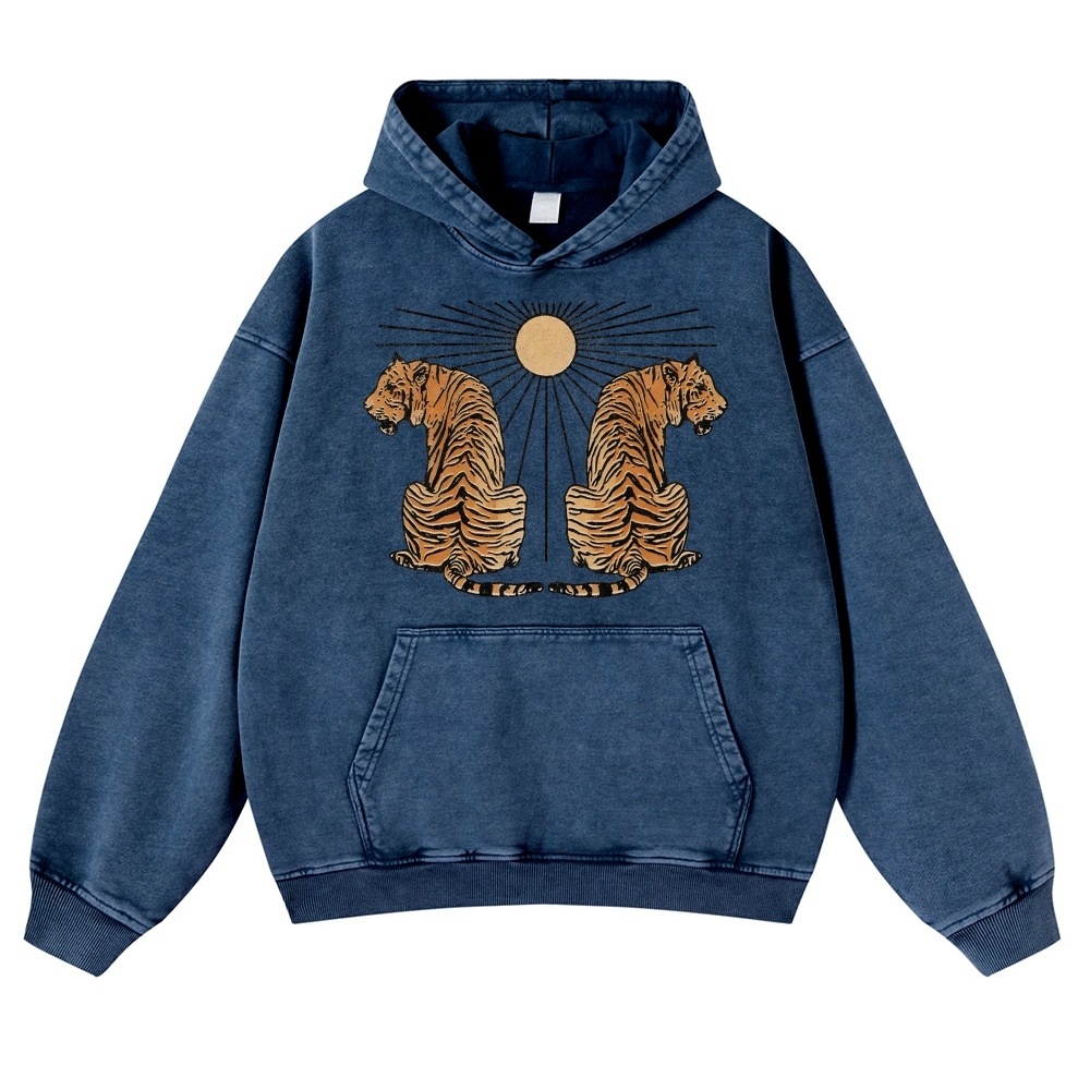 Sun And Tiger Casual Vintage Washed Hoodie-moweekender