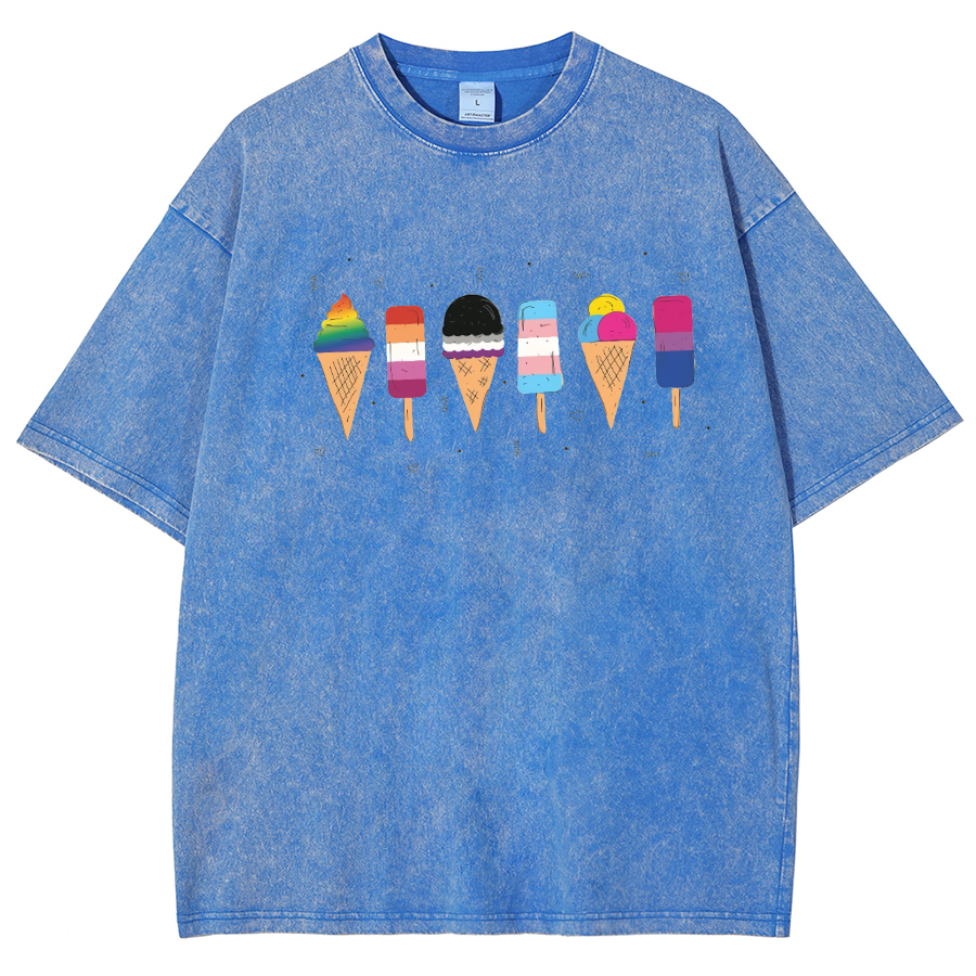 Pride Ice Cream Unisex Fit Washed Oversized T-Shirt-moweekender