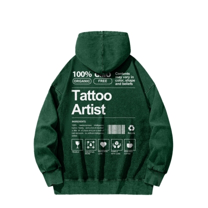 Tattoo Artist Casual Washed Hoodie-moweekender