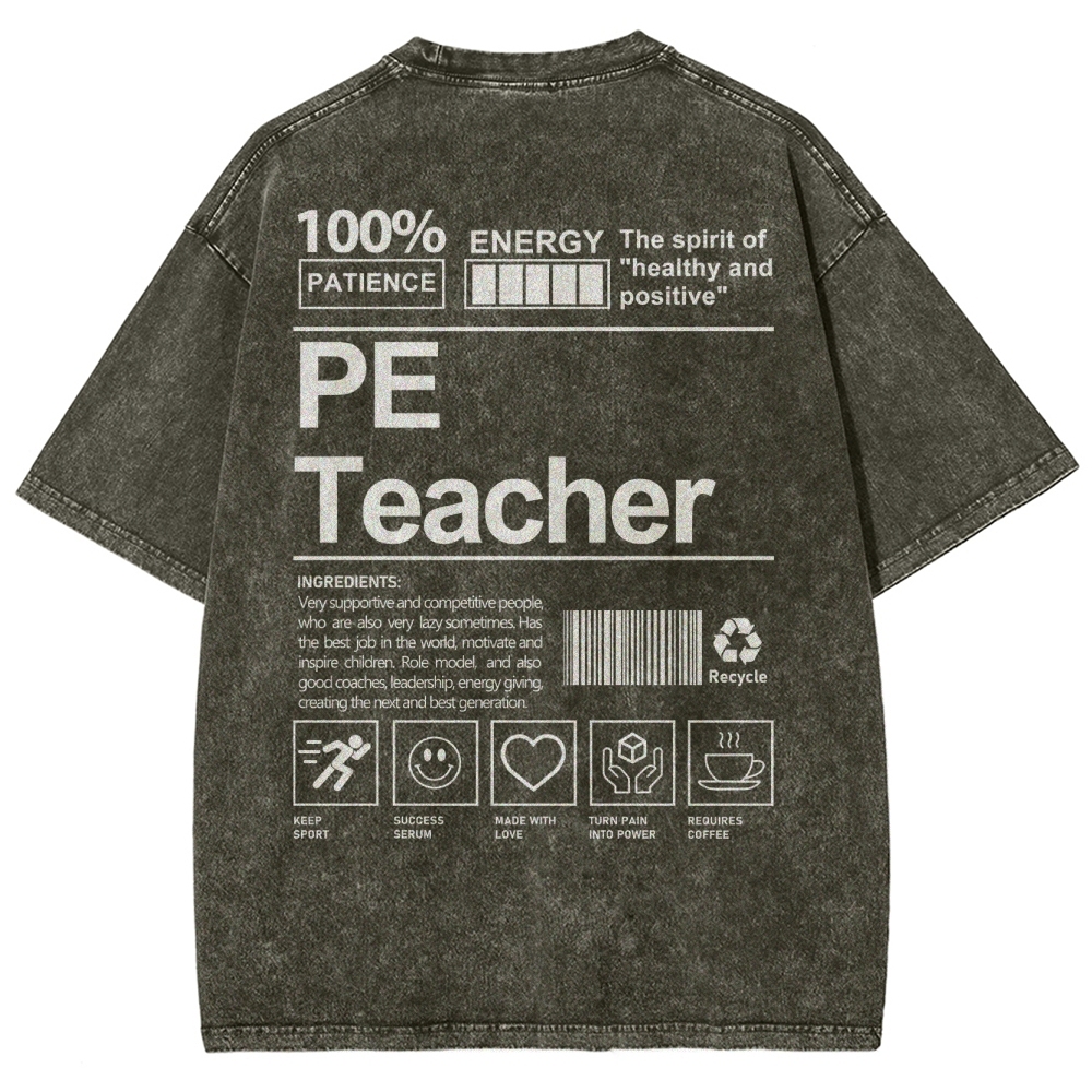 PE Teacher Unisex Fit Washed T-Shirt-moweekender