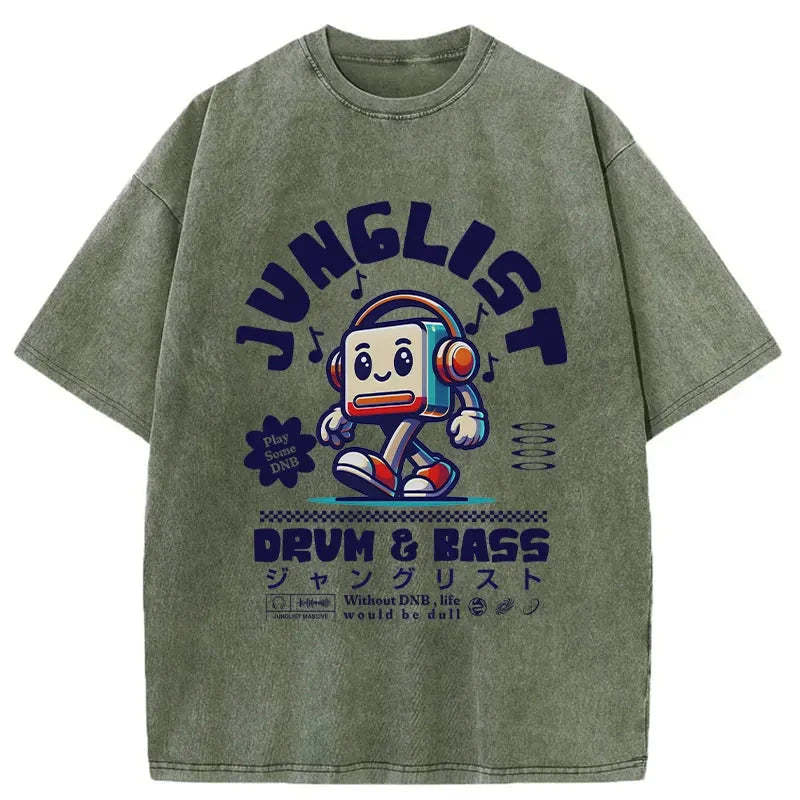 Junglist DNB Washed T-Shirt-moweekender