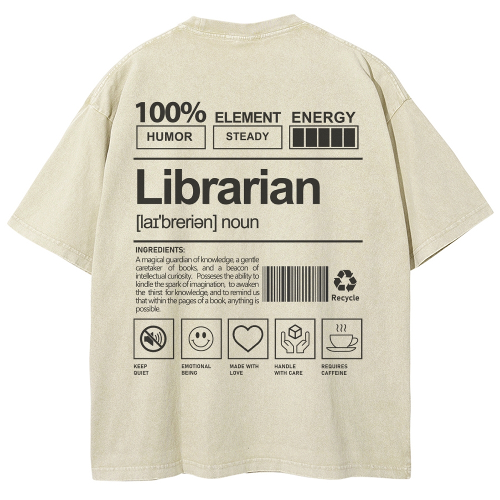Librarian Unisex Fit Washed T-Shirt-moweekender