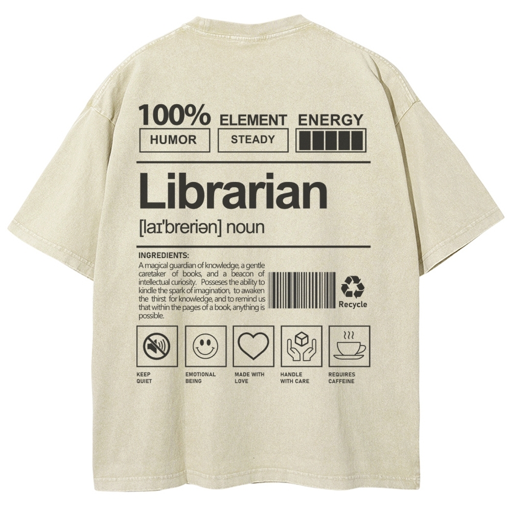 Librarian Unisex Fit Washed T-Shirt-moweekender