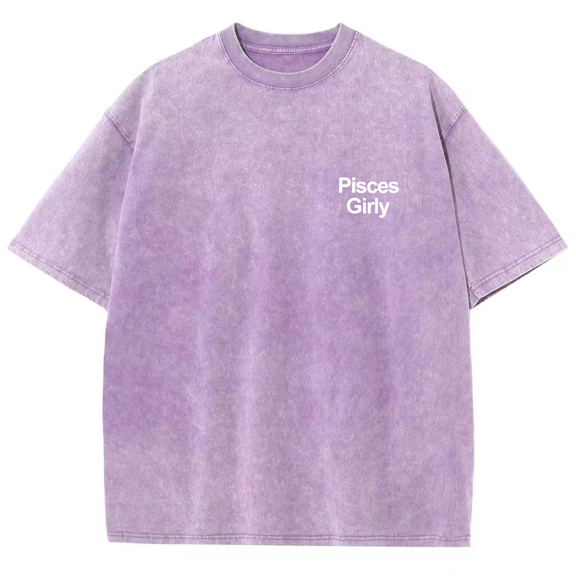 Pisces Girly Unisex Fit Washed Oversized T-Shirt-moweekender