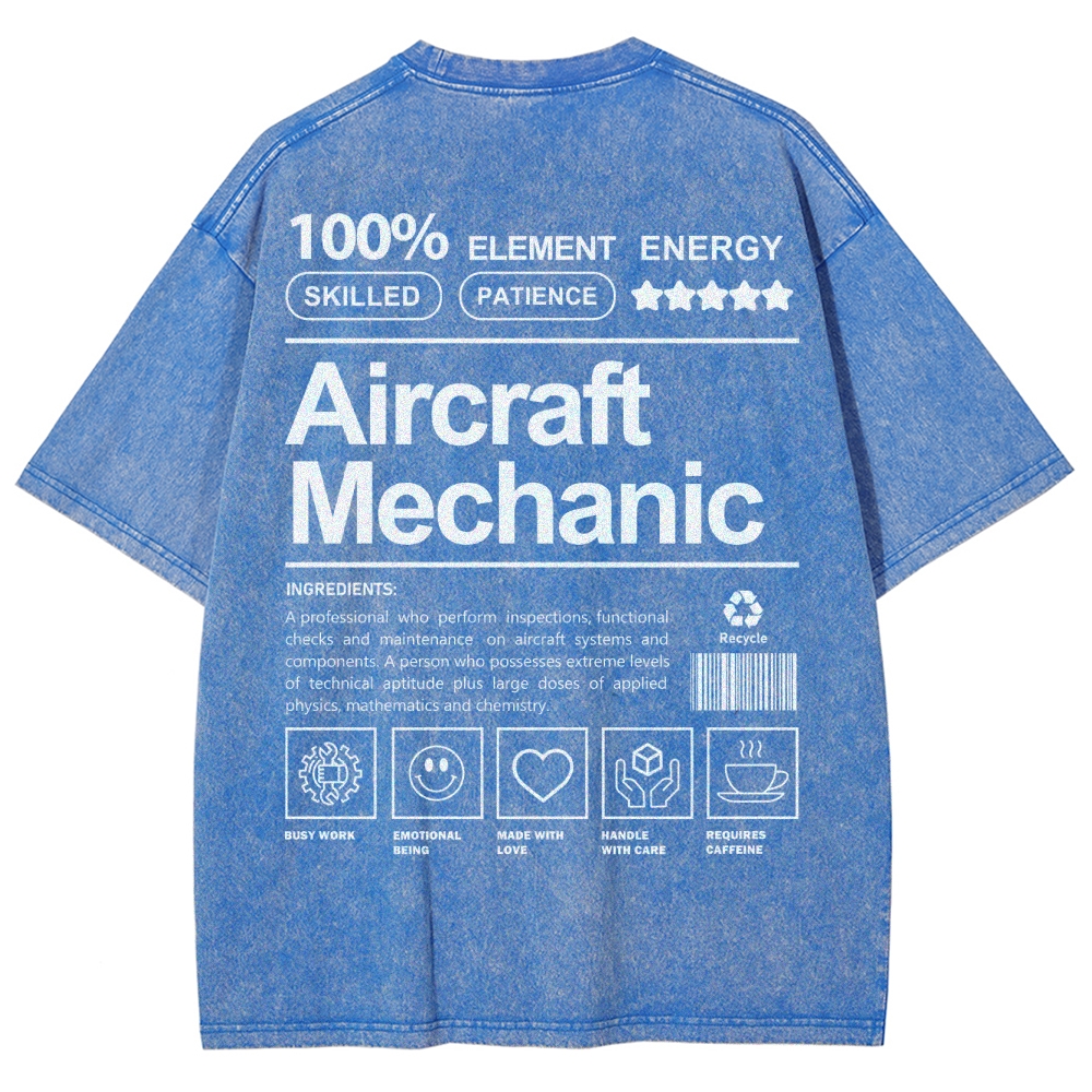 Aircraft Mechanic Unisex Fit Washed T-Shirt-moweekender