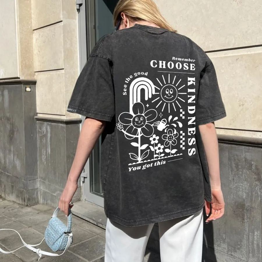 Kindness Vintage Snowflake Washed T-Shirt-moweekender