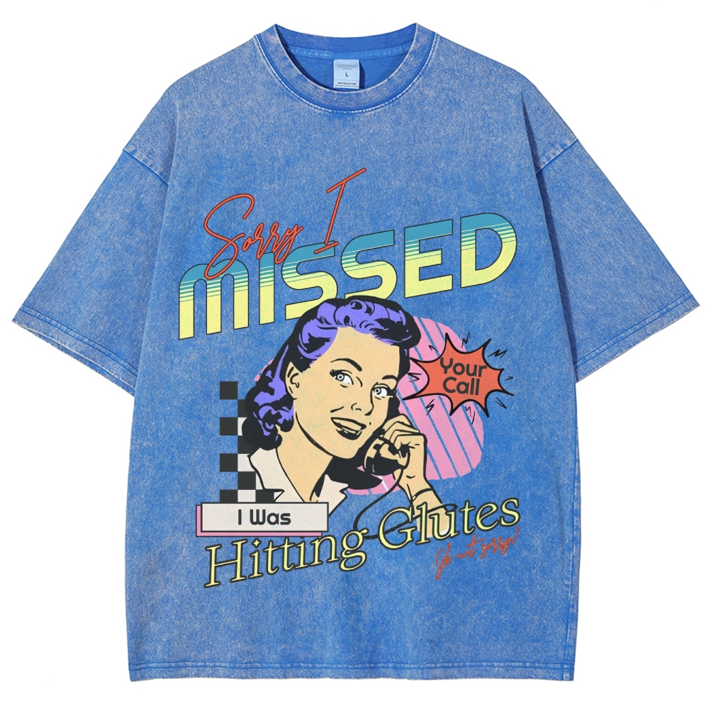 Sorry I Missed I Was Hitting Glutes Vintage Snowflake Washed T-Shirt-moweekender