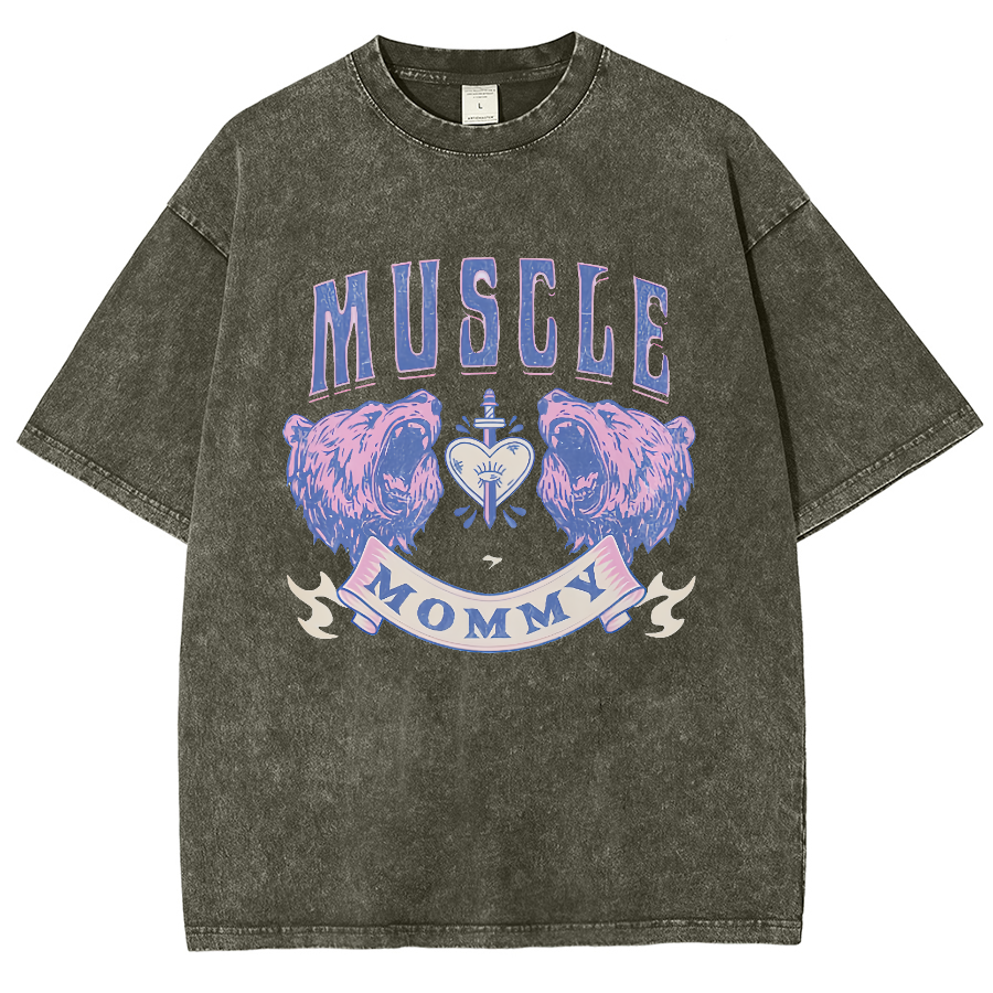 Muscle Mommy Unisex Fit Washed Oversized T-Shirt-moweekender