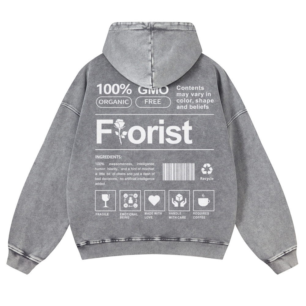 Florist Pattern Vintage Washed Hoodie-moweekender