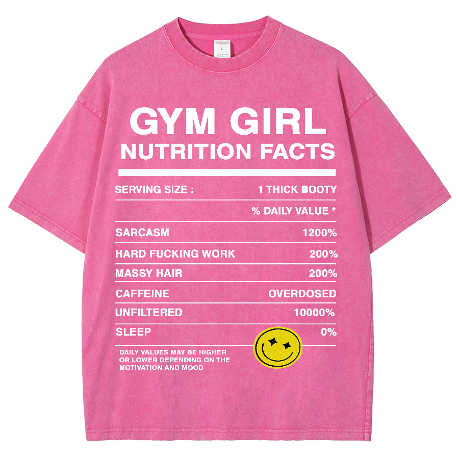 Gym Girly Nutrition Facts Unisex Fit Washed Oversized T-Shirt-moweekender