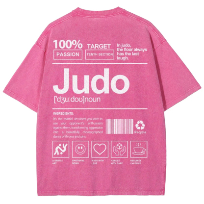 Judo Pattern Washed Vintage Short Sleeves T-Shirt-moweekender